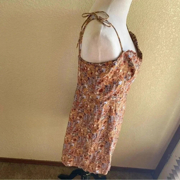 Aritzia Wilfred Free Fable Mini Dress Terracotta Tie Straps Tiered Smocked: 14 - Picture 4 of 14